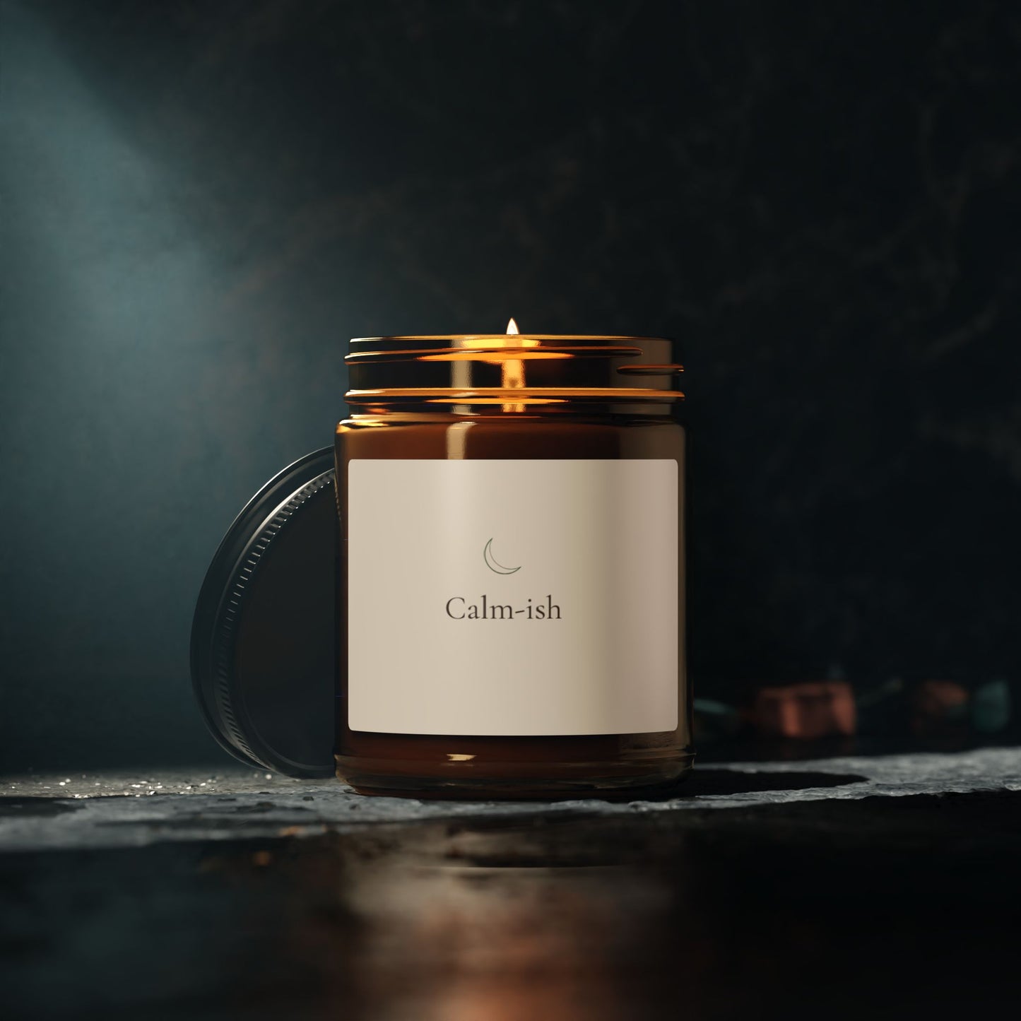 Calm-ish Soy Candle :: Amber Jar with Off-White Color Label