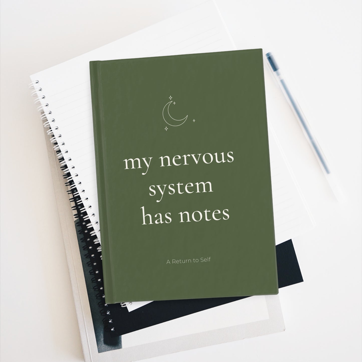 My Nervous System Has Notes Journal - Moon & Stars Design — Classic Blank Notebook for Reflection & Calm