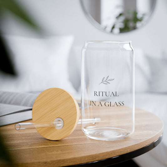 Ritual in a Glass - Mason-Style Tumbler with Bamboo Lid & Straw
