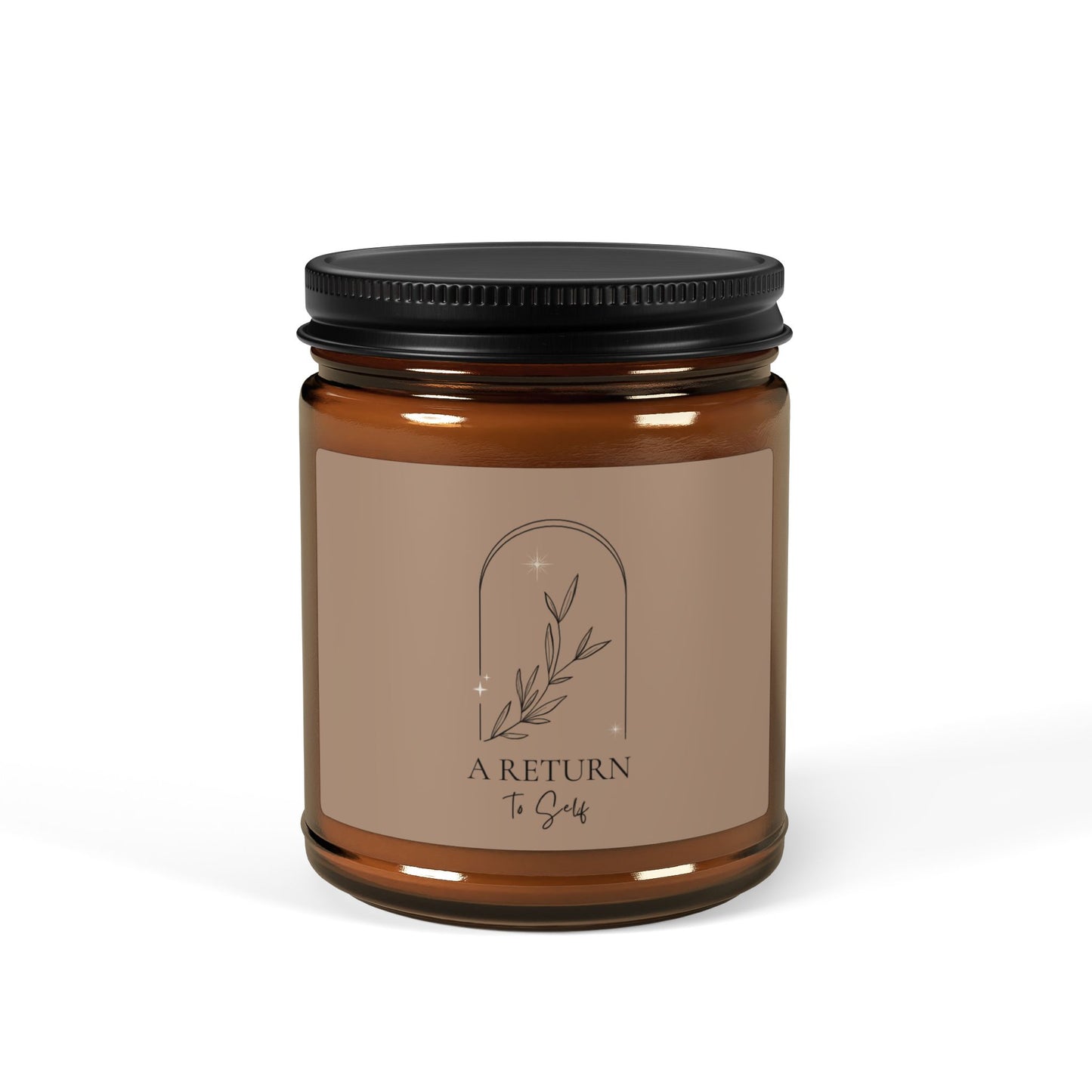 A Return to Self Scented Soy Candle — Amber Jar with Warm Beige Color Label