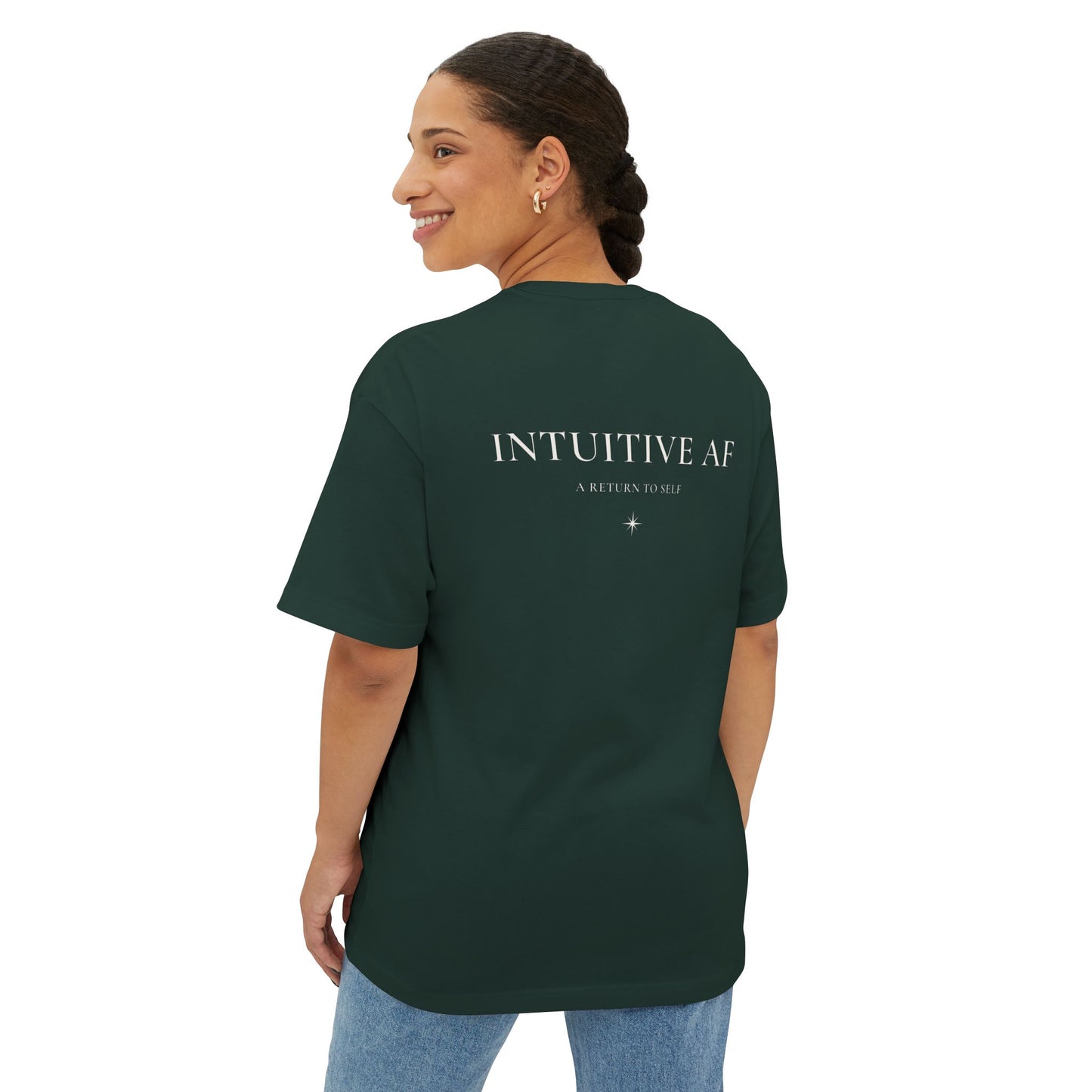 Intuitive AF Tee — "A Return to Self" Small Logo Boxy T-Shirt