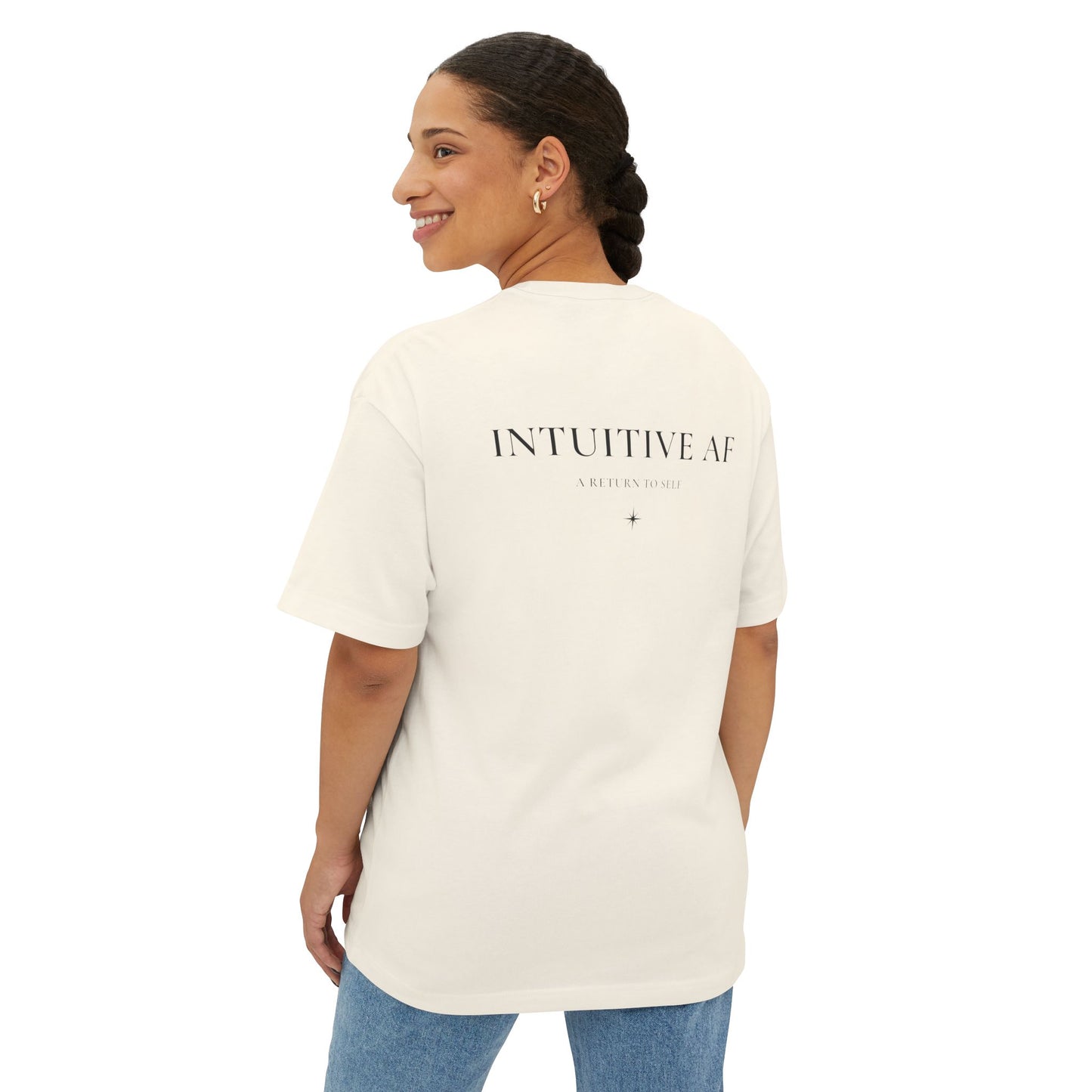 Intuitive AF Tee — "A Return to Self" Small Logo Boxy T-Shirt