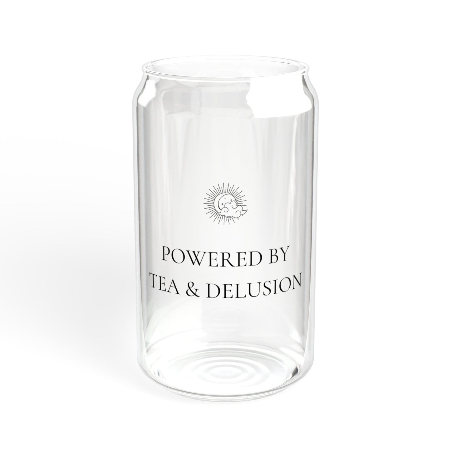 Powered by Tea & Delusion :: 16 oz Tumbler with Bamboo Lid & Straw