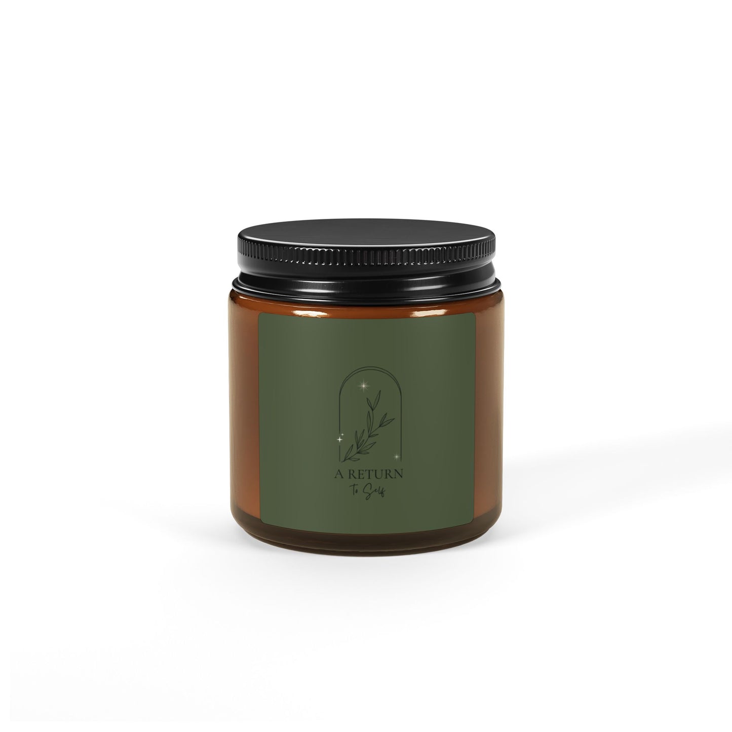 A Return to Self Scented Soy Candle — Amber Jar with Forest Green Label