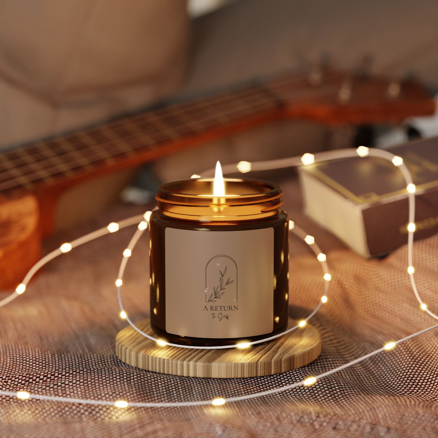 A Return to Self Scented Soy Candle — Amber Jar with Warm Beige Color Label