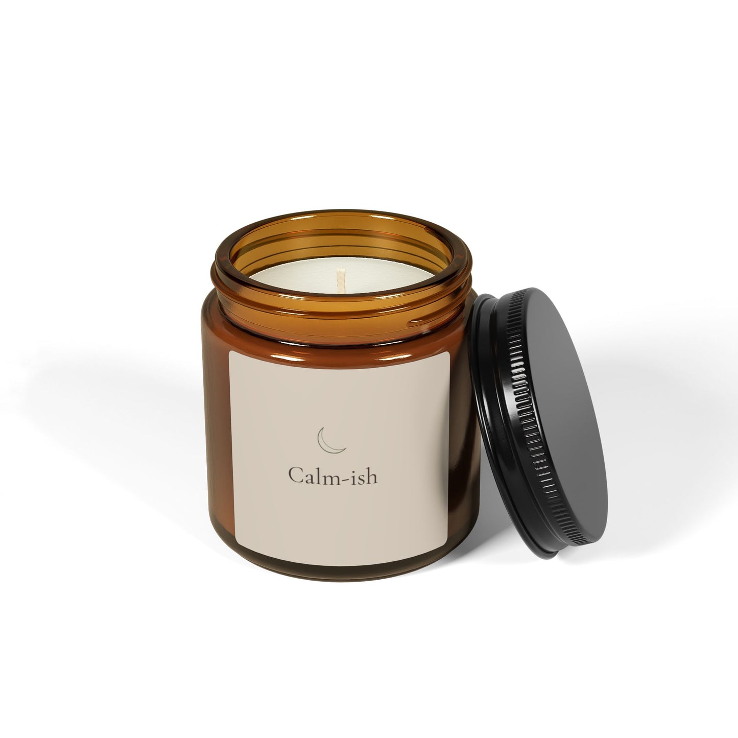 Calm-ish Soy Candle :: Amber Jar with Off-White Color Label
