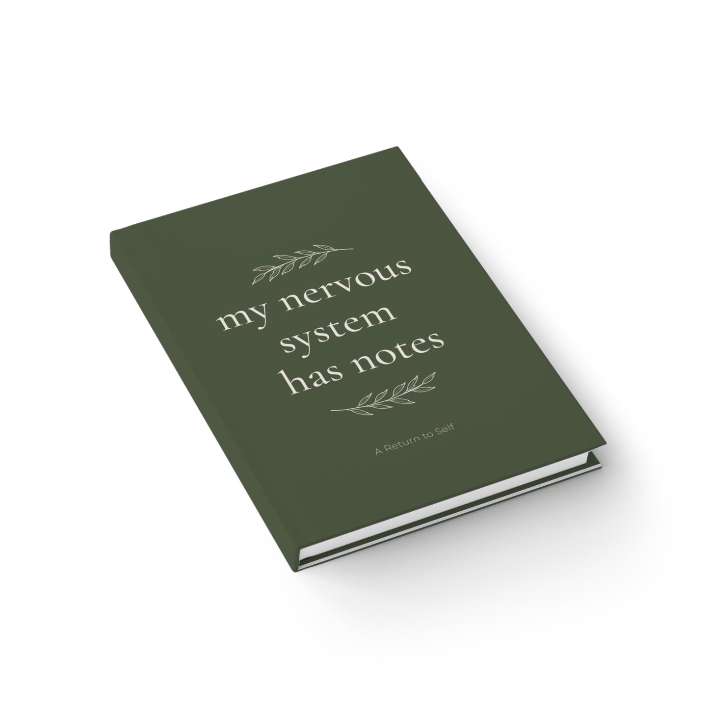 My Nervous System Has Notes Journal - Double Leaf Design in Olive — Classic Blank Notebook for Reflection & Calm