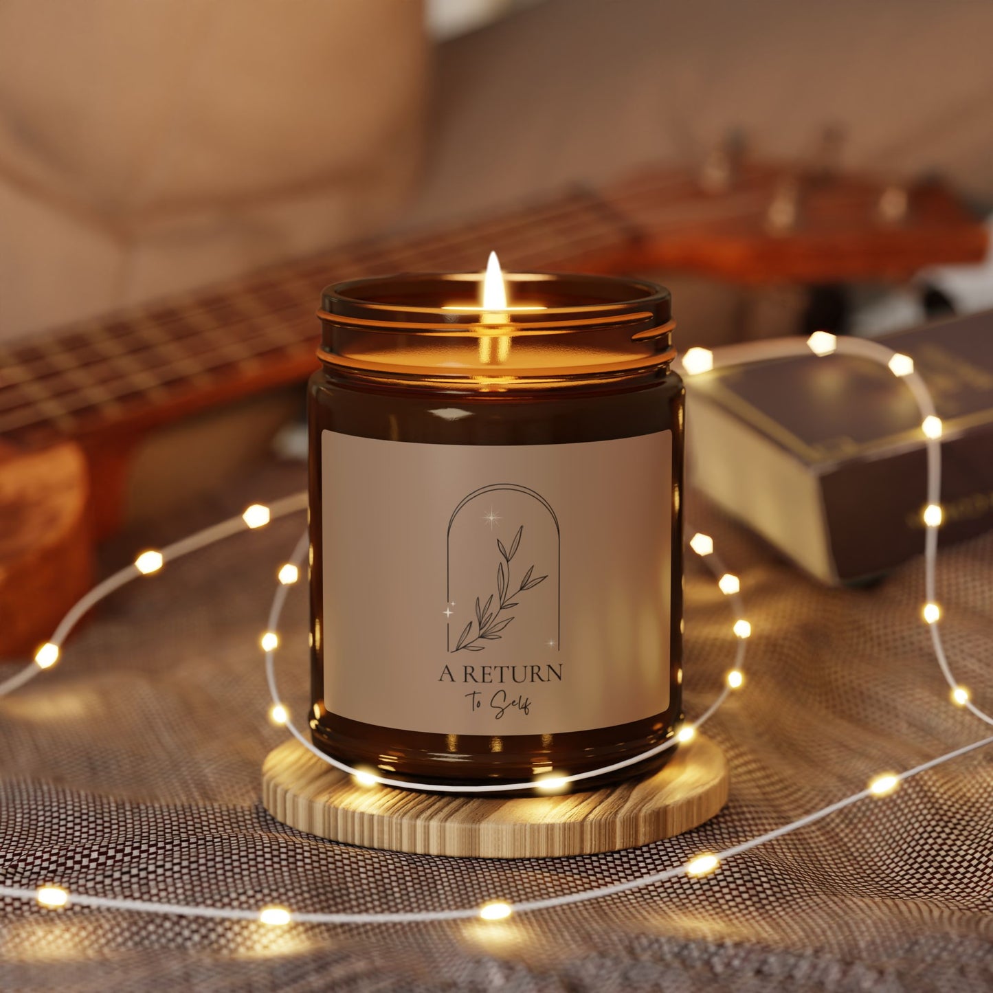 A Return to Self Scented Soy Candle — Amber Jar with Warm Beige Color Label