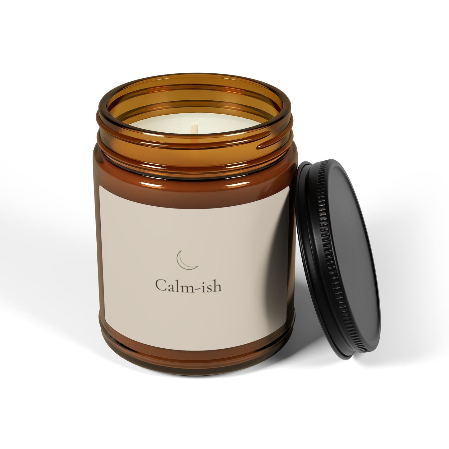 Calm-ish Soy Candle :: Amber Jar with Off-White Color Label
