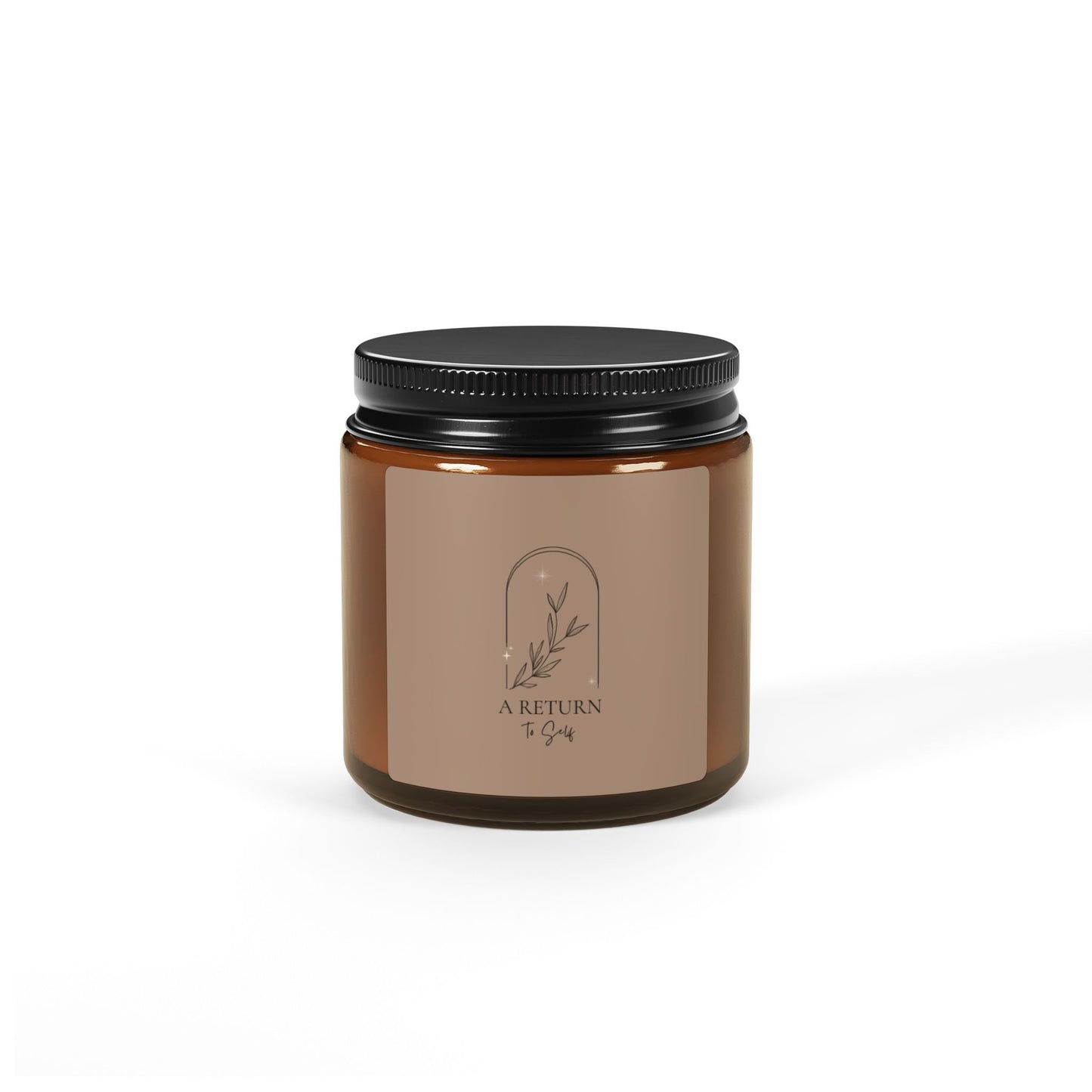 A Return to Self Scented Soy Candle — Amber Jar with Warm Beige Color Label