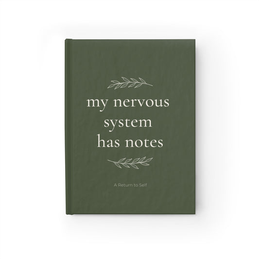 My Nervous System Has Notes Journal - Double Leaf Design in Olive — Classic Blank Notebook for Reflection & Calm