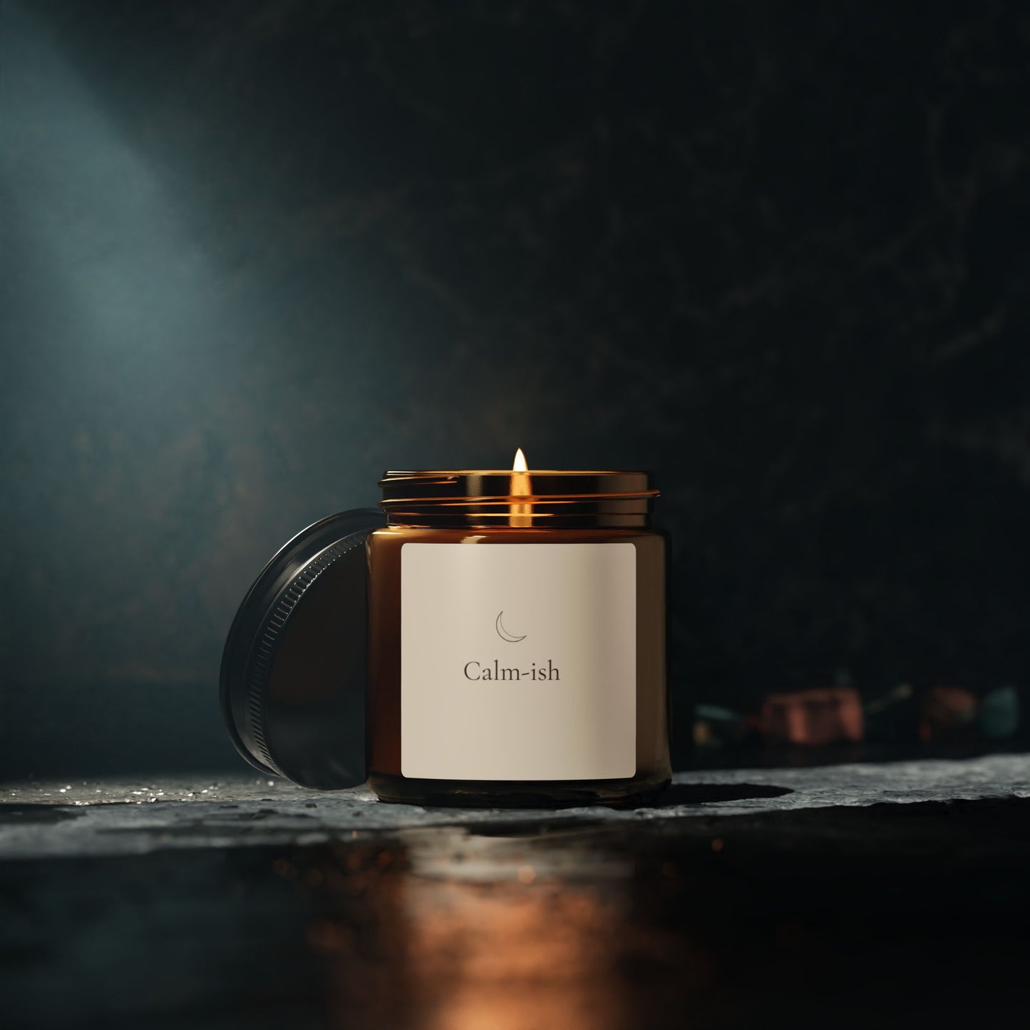 Calm-ish Soy Candle :: Amber Jar with Off-White Color Label