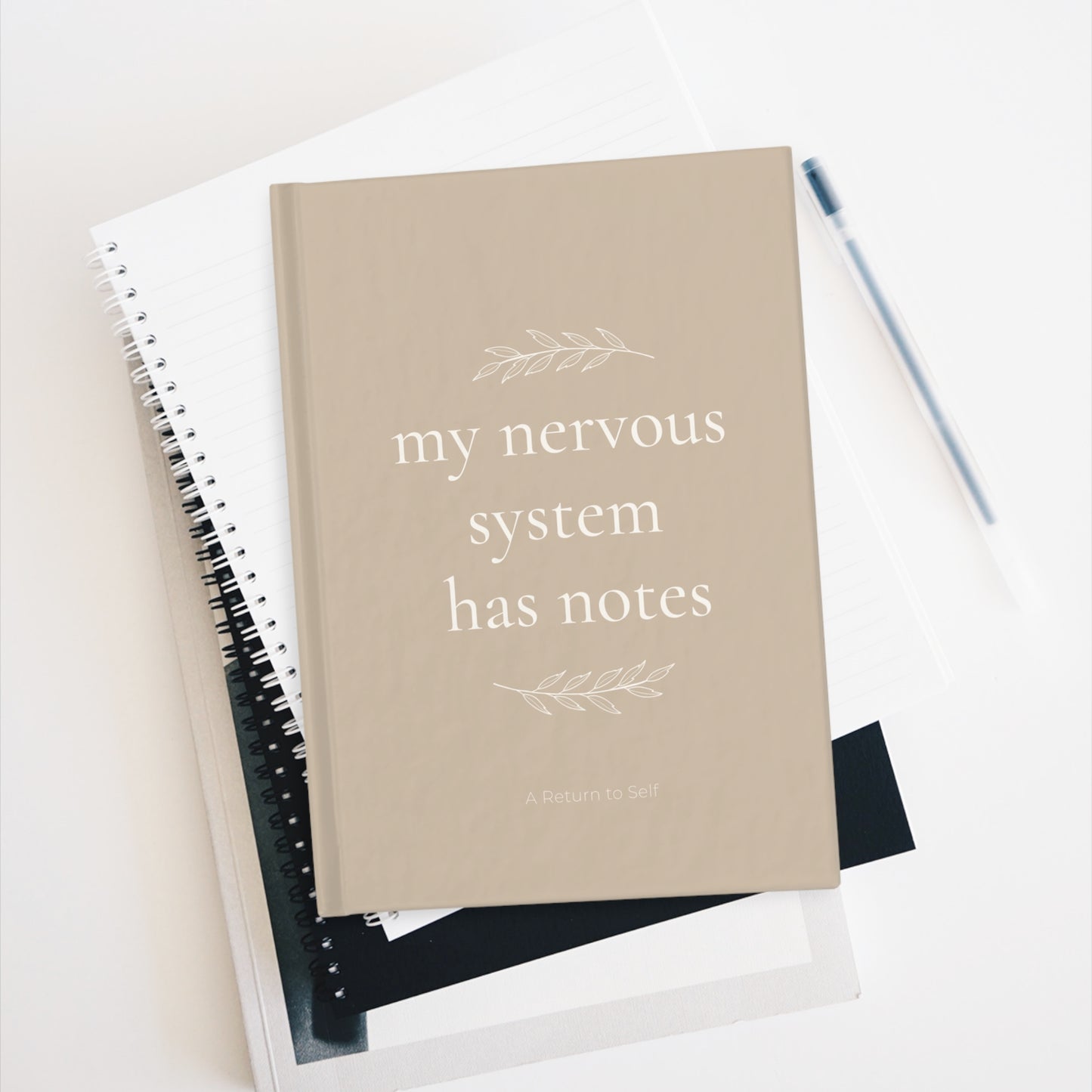 My Nervous System Has Notes Journal - Double Leaf Design — Classic Blank Notebook for Reflection & Calm